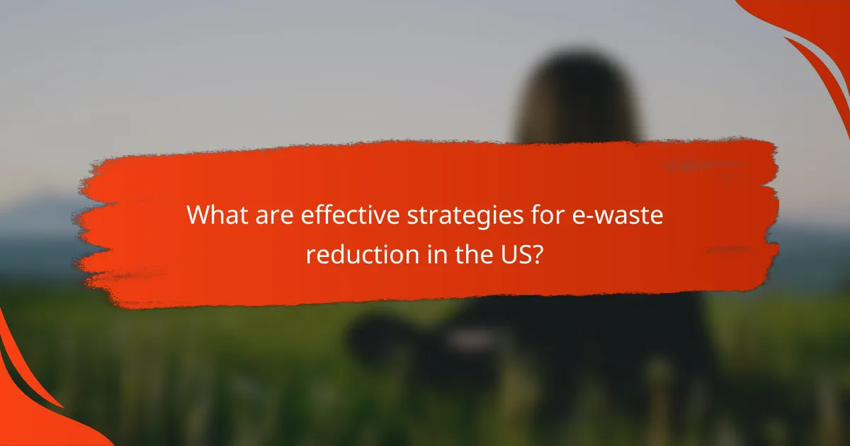 What are effective strategies for e-waste reduction in the US?