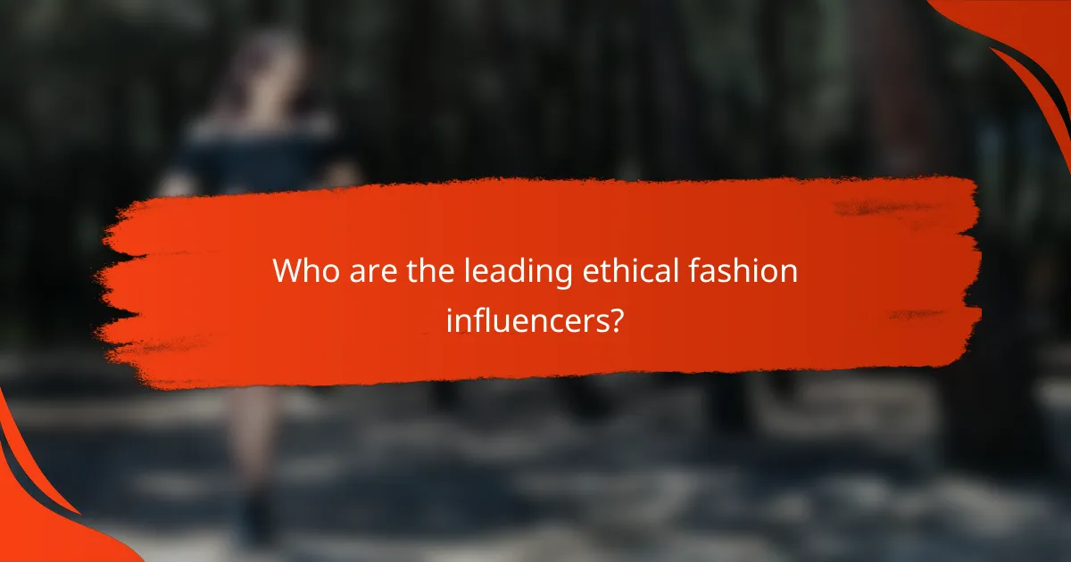 Who are the leading ethical fashion influencers?